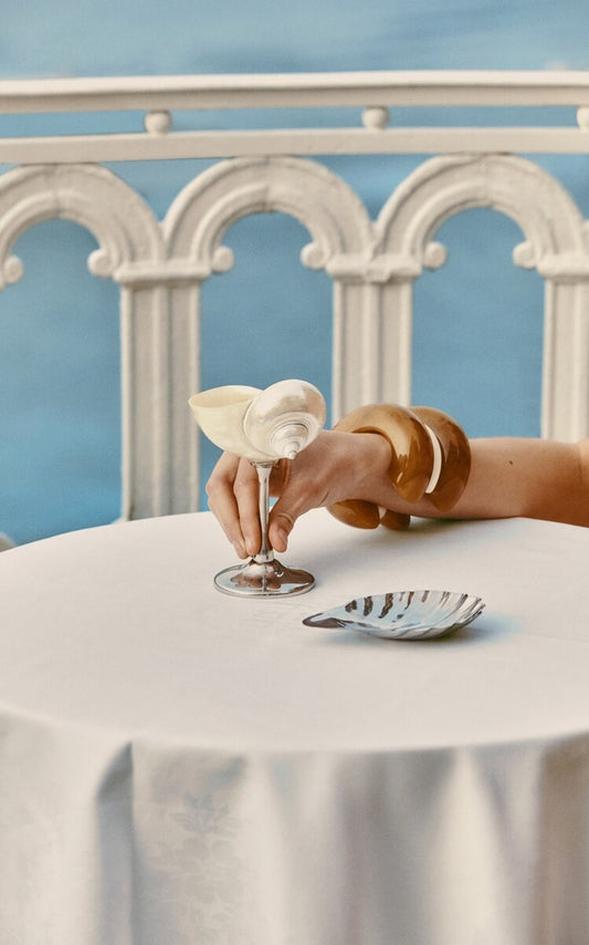 shell stemmed cocktail glass